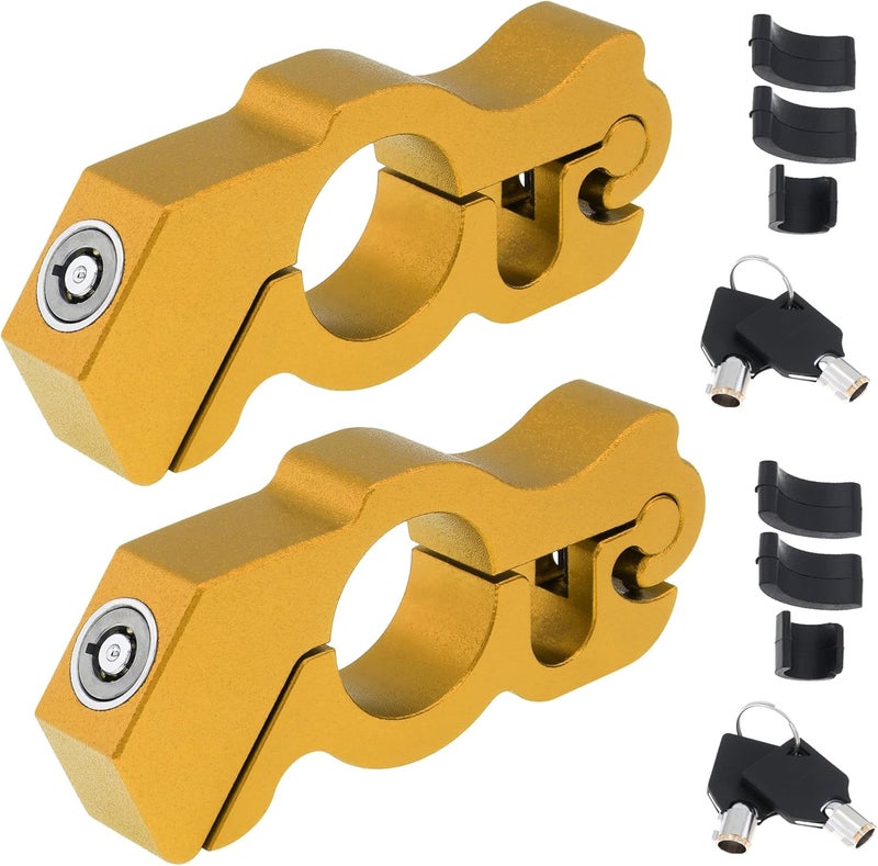 Windance 2Pack Heavy Duty Motorcycle Anti Theft Handlebar Throttle Security Lock Front Brake Lever Lock on Dirt Bike Moped Scooter ATV (Yellow) - Image 1